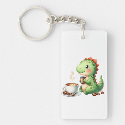 waterverf Schattigee Dinosaurus T Rex drink Acryl Sleutelhanger (Voorkant)