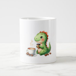 waterverf Schattigee Dinosaurus T Rex drink koffie Extra Grote Beker