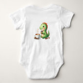 waterverf Schattigee Dinosaurus T Rex drink koffie Romper (Achterkant)