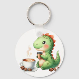waterverf Schattigee Dinosaurus T Rex drink koffie Sleutelhanger