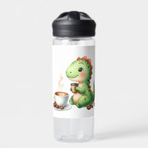 waterverf Schattigee Dinosaurus T Rex drink koffie