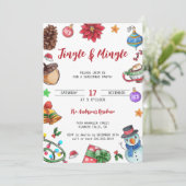 Waterverf Schattigee Jingle & Mingle Kerstfeest Kaart (Staand voorkant)