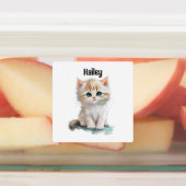 Waterverf Schattigee kitten met blauwe ogen Labels (Aangebracht)