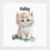 Waterverf Schattigee kitten met blauwe ogen Labels (Design 2)