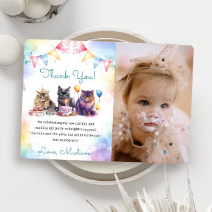 Waterverf Schattigee Kitty Cat Bedankt Card Kaart