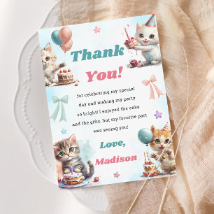 Waterverf Schattigee Kitty Cat Bedankt Card Kaart