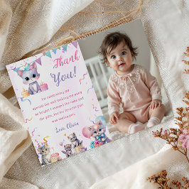 Waterverf Schattigee Kitty Cat Verjaardag Bedankt Kaart