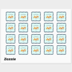 Waterverf Schattigee kleine kip familie Baby showe Vierkante Sticker