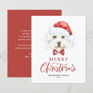 Waterverf Schattigee Maltese Santa Merry Christmas