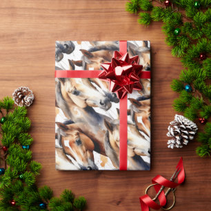 Waterverf Schattigee Paarden Dierlijke Wildlife Na Cadeaupapier