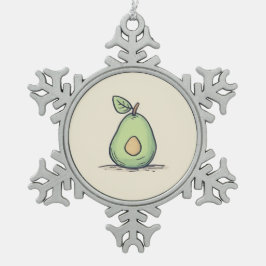 Waterverf Schattigee peer Tin Sneeuwvlok Ornament