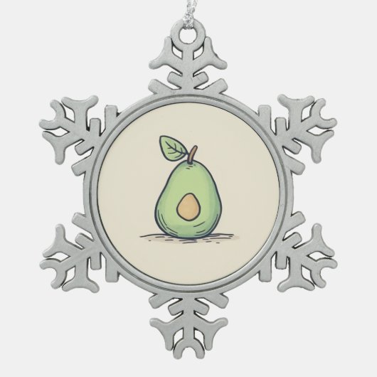 Waterverf Schattigee peer Tin Sneeuwvlok Ornament (Voorkant)