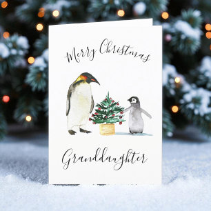 Waterverf Schattigee Pinguïn Vrolijk Kerstfeest Ki Feestdagen Kaart
