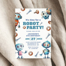 Waterverf Schattigee Robot Kinderen Verjaardag