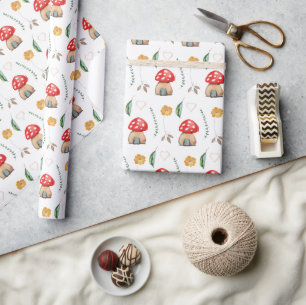 Waterverf Schattigee Rode Muschrooms Illustratie Cadeaupapier