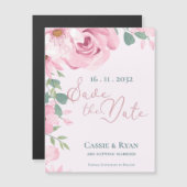 Waterverf Schattigee Roze Bloemen Huwelijk Save th (Voorkant / Achterkant)