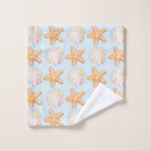 Waterverf schelpen en waterbad bad handdoek (Wasdoekje)