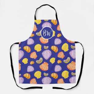 Waterverf schelpen monogram schort