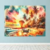 Waterverf schets Bali Indonesië Tropisch | Canvas Afdruk (Insitu (Houten vloer))