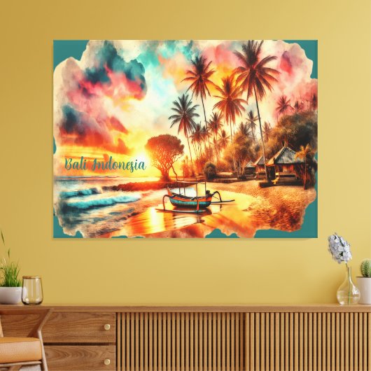 Waterverf schets Bali Indonesië Tropisch | Canvas Afdruk (Insitu (Woonkamer))