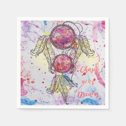 Waterverf-schets Dreamweaver "Chase your Dreams" Servetten (Voorkant)