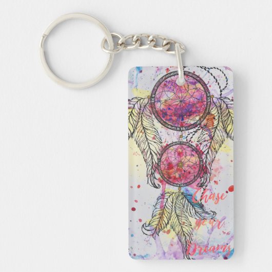 Waterverf-schets Dreamweaver "Chase your Dreams" Sleutelhanger (Voorkant)