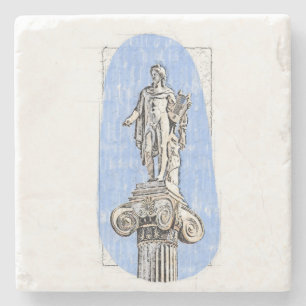 Waterverf schets van het standbeeld van Apollon Stenen Onderzetter