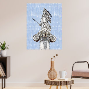 Waterverf schets van het standbeeld van Athena Poster