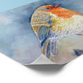 Waterverf Schilder Robin bird Poster (Hoek)