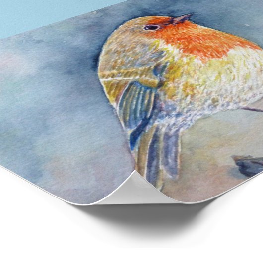 Waterverf Schilder Robin bird Poster (Hoek)