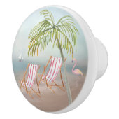 Waterverf Schilderachtig Strandpalmbomen Keramische Knop (Rechts)