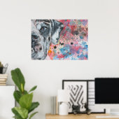 Waterverf schilderde Great Dane face Poster (Thuiskantoor)