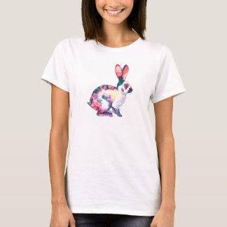 Waterverf schilderde schattig konijntje t-shirt