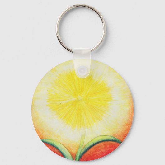 waterverf schilderen  gele bloemschuur sleutelhanger (Voorkant)