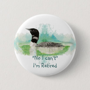 Waterverf Schilderen Loon, Wilderness Bird Ronde Button 5,7 Cm