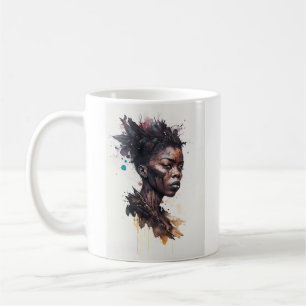 Waterverf schilderen, mooie Afrikaanse vrouwen Koffiemok