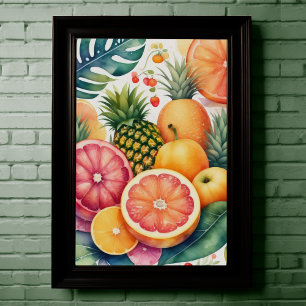 Waterverf Schilderen van Assorted Fruit III Poster
