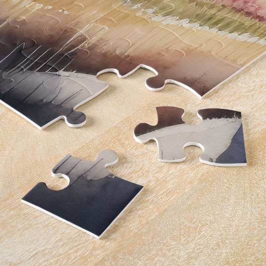 Waterverf Schilderen van Berglandschap Legpuzzel (Zijkant)