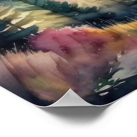 Waterverf Schilderen van Berglandschap Poster (Hoek)