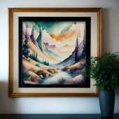 Waterverf Schilderen van Berglandschap Poster