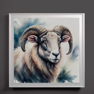 Waterverf Schilderen van Big Horn Sheep Poster