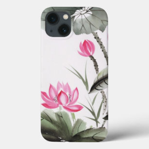 Waterverf schilderen van de Lotus Flower iPhone 13 Hoesje