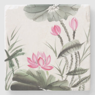 Waterverf schilderen van de Lotus Flower Stenen Onderzetter