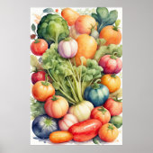 Waterverf Schilderen van Diverse Groenten II Poster (Voorkant)