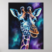 Waterverf Schilderen van een Giraffe 3:4 Poster (Voorkant)