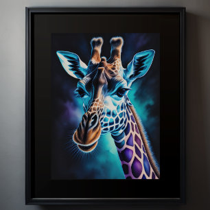 Waterverf Schilderen van een Giraffe 3:4 Poster