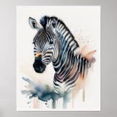 Waterverf Schilderen van een Zebra 5:4 Poster (Voorkant)