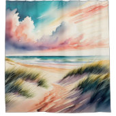 Waterverf Schilderen van het strand Douchegordijn (Voorkant)