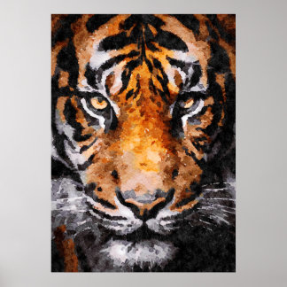 Waterverf Schilderen van het tijgerhoofd Poster