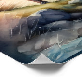 Waterverf Schilderen van Highland Koe 1:1 Poster (Hoek)